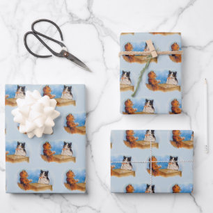 Cats Playing Poker Gambling Smoking Cigar Wrapping Paper Sheet