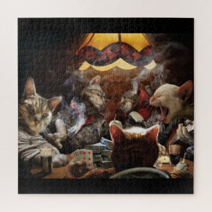 Cats playing poker   jigsaw puzzle