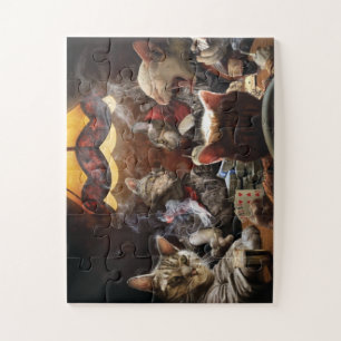 Cats playing poker  jigsaw puzzle