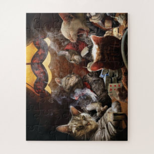 Cats playing poker  jigsaw puzzle