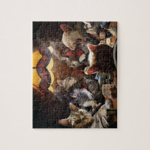 Cats playing poker jigsaw puzzle