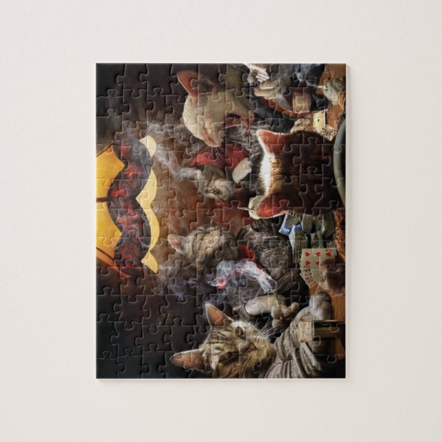 Cats playing poker  jigsaw puzzle (Vertical)