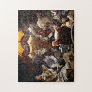 Cats playing poker jigsaw puzzle