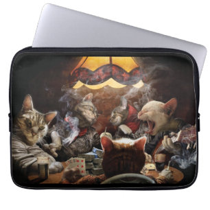 Cats playing poker laptop sleeve