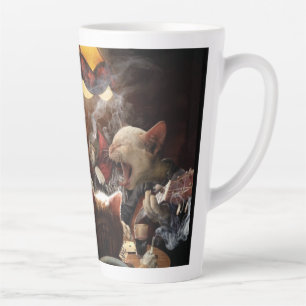 Cats playing poker  latte mug