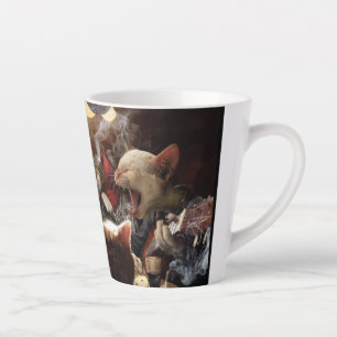 Cats playing poker latte mug