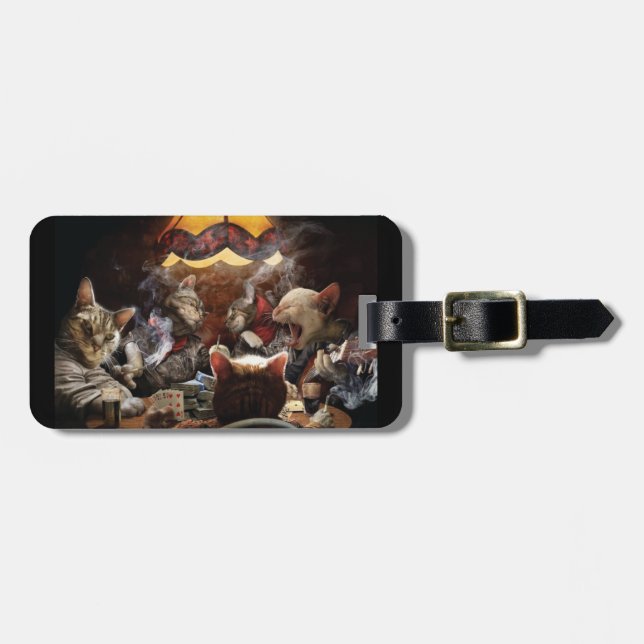 Cats playing poker  luggage tag (Front Horizontal)