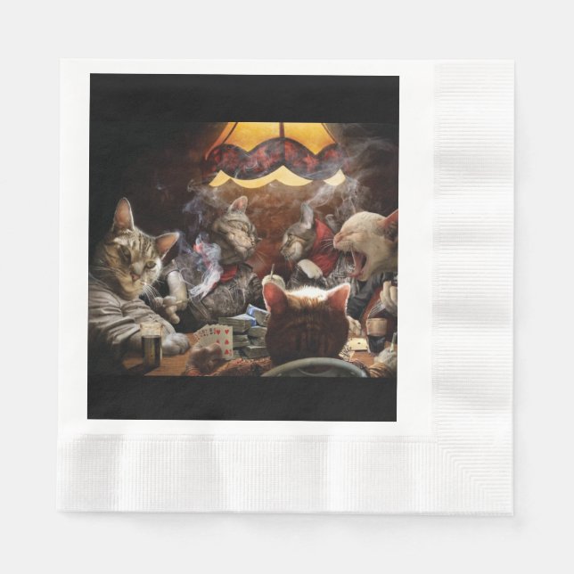 Cats playing poker  napkin (Front)