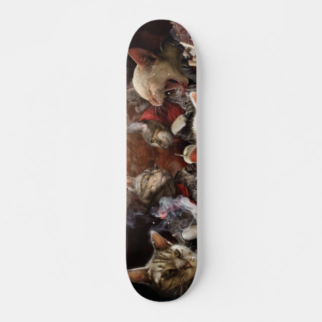 Cats playing poker  skateboard (Front)