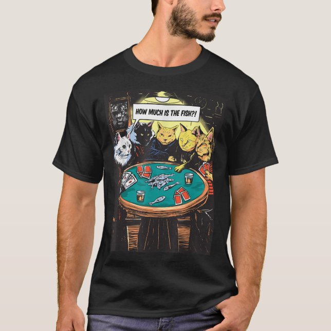 Cats Playing Poker T-Shirt (Front)