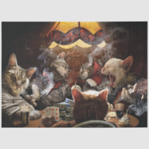 Cats playing poker tissue paper