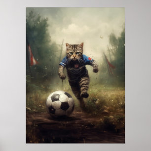 Cats Playing Soccer Poster