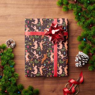 Cats Playing with Christmas Ornaments Wrapping Paper