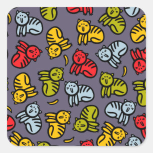 Cats plus bananas square sticker