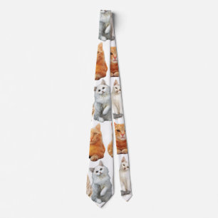Cats print pattern 01x4 tie
