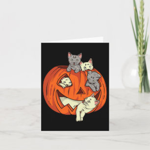 Cats Pumpkin Carved Jack O Lantern Cat Halloween C Card