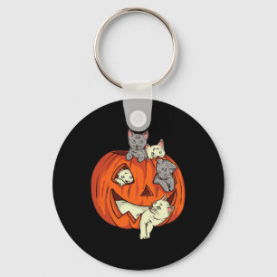 Cats Pumpkin Carved Jack O Lantern Cat Halloween C Key Ring