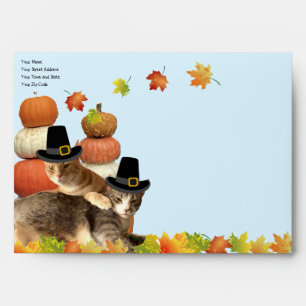 Cats, Pumpkins, and Fall Leaves  Envelope