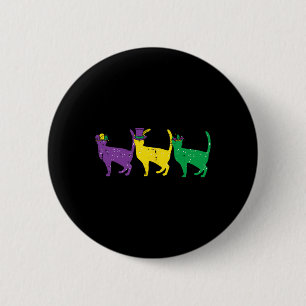 Cats Purple Yellow Green Louisiana Mardi Gras Wome 6 Cm Round Badge