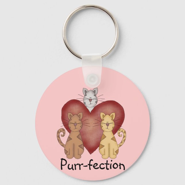 Cats Purr-fection Tshirts and Gifts Key Ring (Front)