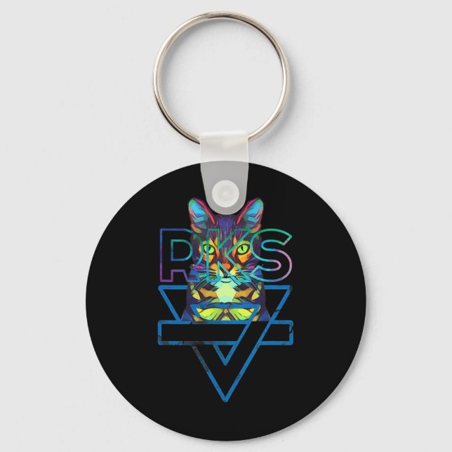 Cats Rainbow Kitten Surprise Cute Cat  Key Ring (Front)