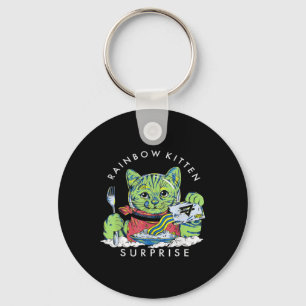 Cats Rainbow Kitten Surprise Cute Eat Retro Animal Key Ring