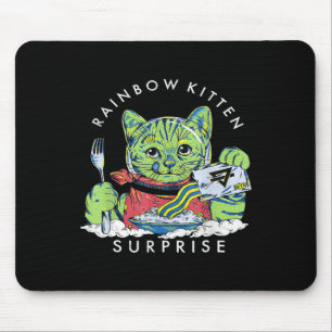 Cats Rainbow Kitten Surprise Cute Eat Retro Animal Mouse Pad