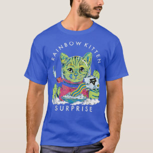 Cats Rainbow Kitten Surprise Cute Eat Retro Animal T-Shirt