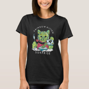 Cats Rainbow Kitten Surprise Cute Eat Retro Animal T-Shirt