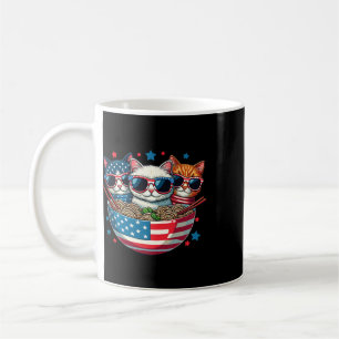 Cats Ramen Anime American Flag Usa Funny 4th Of Ju Coffee Mug
