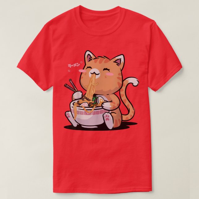 Cats Ramen Kawaii Neko Bowl Anime Otaku Caramel Ca T-Shirt (Design Front)