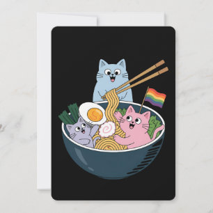 Cats Ramen Rainbow LGBTQ Gay Lesbian Pride Ally Invitation