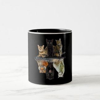 Cats Reflection Friend Cat Lovers Cute Tiger Two-Tone Coffee Mug