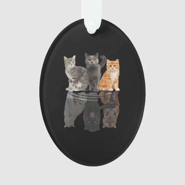 cats reflection mirror cheetah tiger gift ornament (Front)