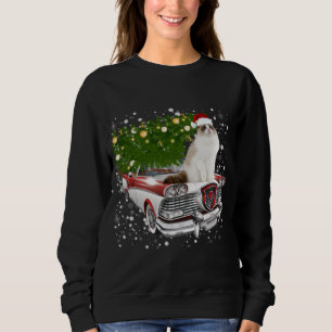 Cats Rides Red Truck Christmas Tree Xmas Sweatshirt