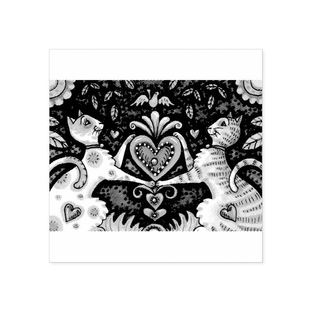 CATS RULE, FELINE VALENTINE HEART RUBBER STAMP (Imprint)