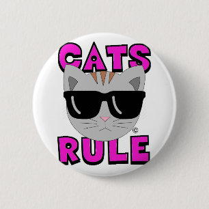 CATS RULE Original Cat Lover 6 Cm Round Badge