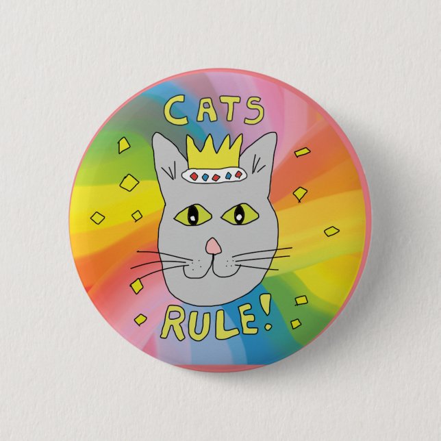 Cats rule pin badge (Front)