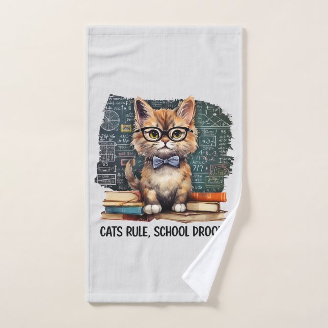 Cats Rule, School Drools Bath Towel Set (Hand Towel)