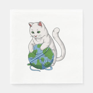 Cats Rule The World Cat Wool Globe Napkin