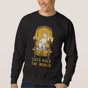 Cats Rule The World Retro Vintage Sarcastic 3 Sweatshirt
