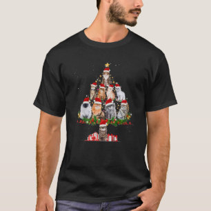 Cats Santa Claus Hat Christmas Tree Bell Snow Xmas T-Shirt