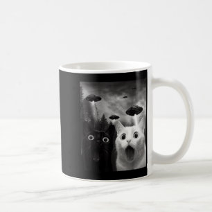 Cats Selfie with Alien UFO Funny Cat for Men Women Coffee Mug