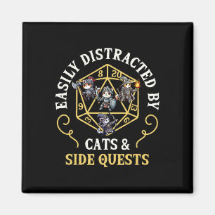 Cats Side Quest Distracted Rpg Gamer Funny Cat Que Magnet