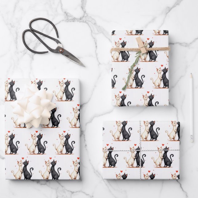 Cats Slow Dancing Wrapping Paper Sheet (Front)
