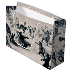 Cats Snowball Fight, Louis Wain Large Gift Bag