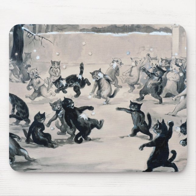 Cats Snowball Fight, Louis Wain Mouse Pad (Front)
