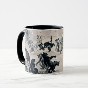 Cats Snowball Fight, Louis Wain Mug