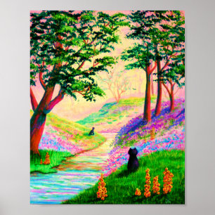 Cats Spring Summer Floral Art Creationarts Poster