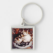 Cats Square Keychain